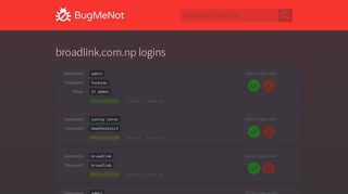 broadlink.com.np passwords - BugMeNot