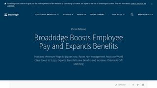 Broadridge Boosts Employee Pay and Expands Benefits | Broadridge