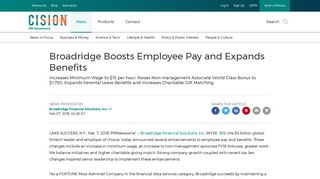 Broadridge Boosts Employee Pay and Expands Benefits - PR Newswire
