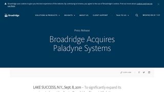 Broadridge Acquires Paladyne Systems | Broadridge