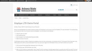 Employer LTD Claims Portal | Arizona State Retirement System