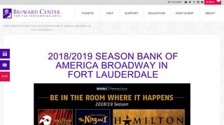 2018/2019 Season Bank of America Broadway in Fort Lauderdale