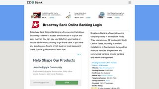Broadway Bank Online Banking Login - CC Bank