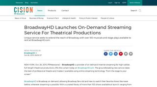 BroadwayHD Launches On-Demand Streaming Service For Theatrical ...