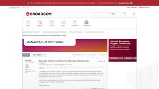 brocade network advisor invaild login default user - Broadcom ...