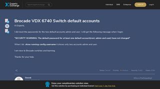 Brocade VDX 6740 Switch default accounts - Experts Exchange