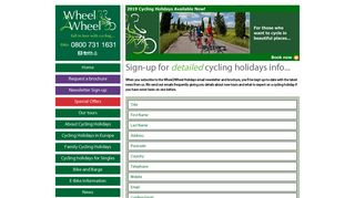 E-Letter & Brochure Sign Up | Wheel2Wheel Holidays