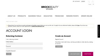 Account Login | Brock Beauty Retailers US