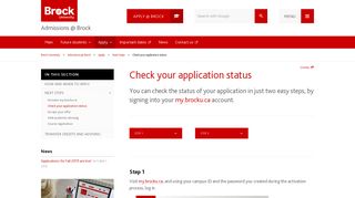 Check your application status – Admissions @ Brock - Brock University