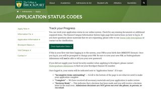 Application Status Codes: The College at Brockport