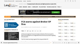 FCA warns against Broker XP firm - LeapRate