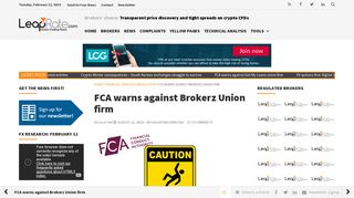 FCA warns against Brokerz Union firm - LeapRate