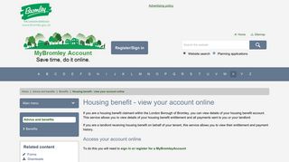 Housing benefit - view your account online ... - Bromley Council