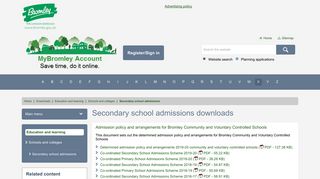 Secondary school admissions downloads | London Borough of Bromley