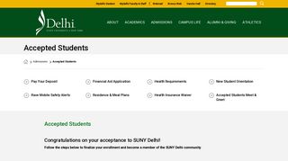 Accepted Students - SUNY Delhi