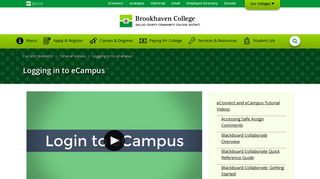 Logging in to eCampus : Brookhaven College
