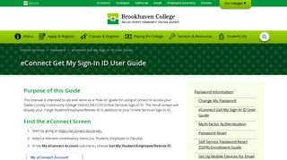 eConnect Get My Sign-In ID User Guide : Brookhaven College