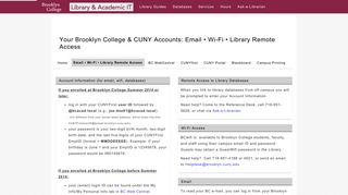 Email • Wi-Fi • Library Remote Access - Your Brooklyn College ...