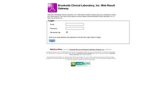 Brookside Clinical Laboratory, Inc. Web Result Gateway