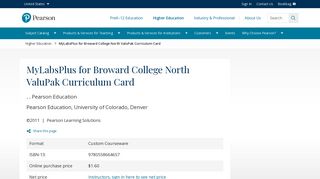 MyLabsPlus for Broward College North ValuPak Curriculum ... - Pearson