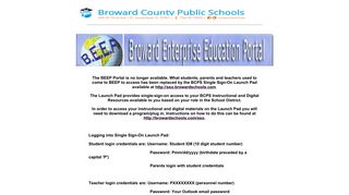 BEEP Re-Direct Message - Broward Schools