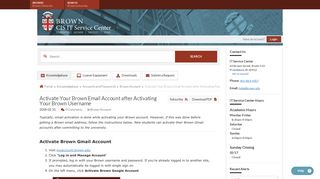 Activate Your Brown Email Account after Activating Your Brown ...