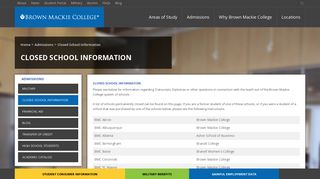Closed School Information - Brown Mackie College