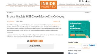 Brown Mackie Will Close Most of Its Colleges - Inside Higher Ed