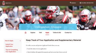 Keep Track of Your Application and Supplementary ... - Brown University