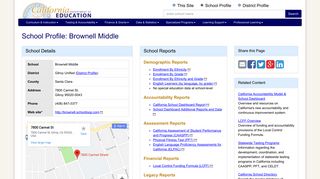 School Profile: Brownell Middle (CA Dept of Education)