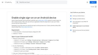 Enable single sign-on on an Android device - G Suite Help