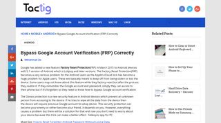 Bypass Google Account Verification (FRP) Easily - Tactig
