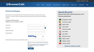 Register your BrowserCalls voip account