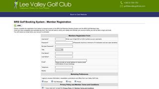 BRS Online Golf Tee Booking System for Lee Valley Golf Club