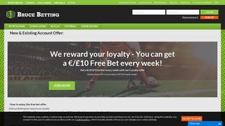 Bruce Betting Offer | Enjoy a €/£10 Free Bet every week with our ...