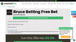 Brucebetting free bets, matched betting, bonus code, Matched Bets