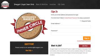 Sign In - Bruegger's Bagels Inner Circle