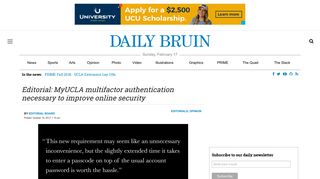 Editorial: MyUCLA multifactor authentication necessary to ... - Daily Bruin