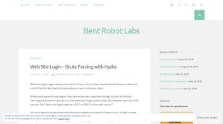 Web Site Login – Brute Forcing with Hydra – Bent Robot Labs