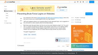 Preventing Brute Force Logins on Websites - Stack Overflow