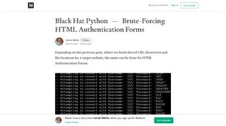 Black Hat Python — Brute-Forcing HTML Authentication Forms - Medium