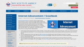 Internet Advancement / Scoutbook — Sam Houston Area Council