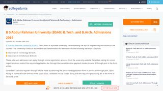B S Abdur Rahman University (BSAU) B.Tech. and B.Arch. Admissions ...