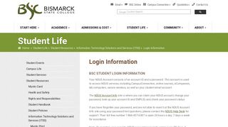 Login Information | Bismarck State College