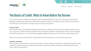 Brightstar Credit Union Resource: The Basics of Credit: What to Know ...