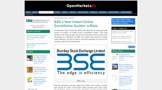 BSE's New Instant Online Surveillance System: e-Boss - OpenMarkets.in