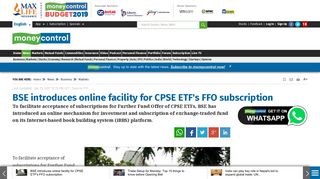 BSE introduces online facility for CPSE ETF's FFO subscription ...