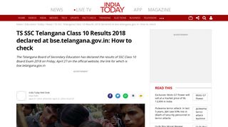 TS SSC Telangana Class 10 Results 2018 declared at bse.telangana ...