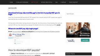 download bsf pay slip monthly gpf @ bsf.nic.in payslip BSF.gov.in login