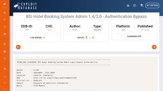 BSI Hotel Booking System Admin 1.4/2.0 - Authentication Bypass